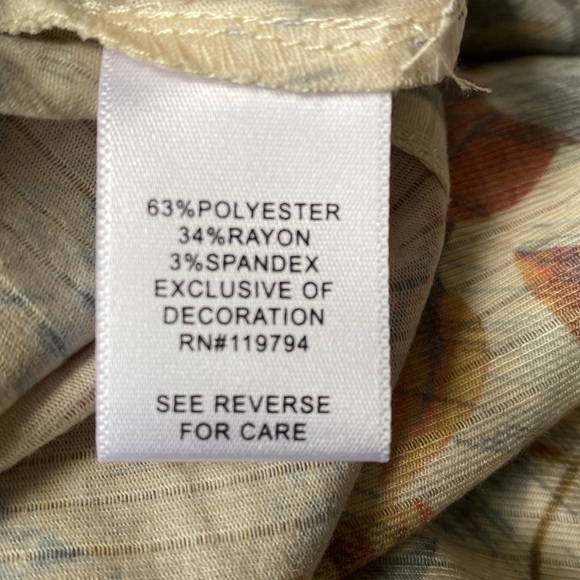 One World Live And Let Live Large Earth Tone Floral Long Sleeve Comfy Top Large - Picture 9 of 9